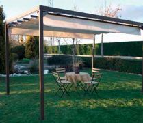 Pérgola de aluminio con toldo plano