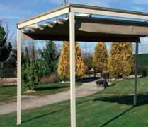 Pérgola de aluminio con toldo plano