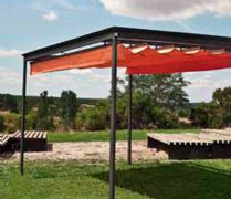 Pérgola de aluminio con toldo plano